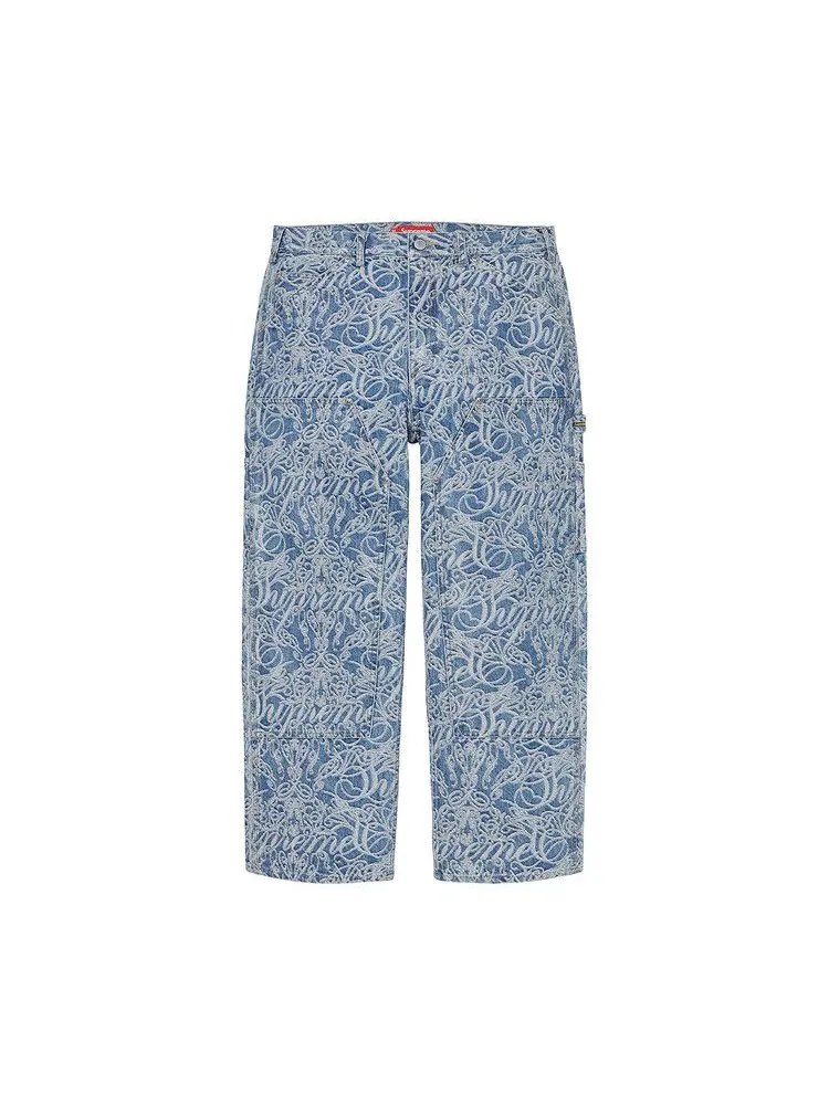 Брюки Supreme Script Jacquard Double Knee Denim Painter Pant — изображение 1 из 2, синий
