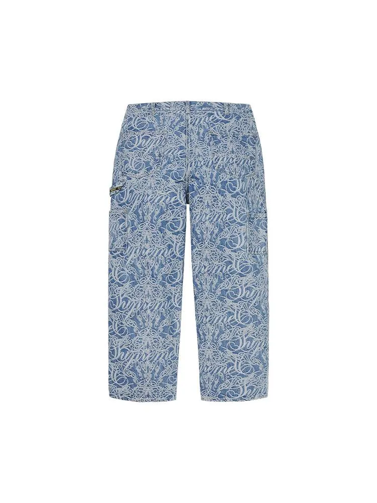 Брюки Supreme Script Jacquard Double Knee Denim Painter Pant — изображение 2 из 2, синий
