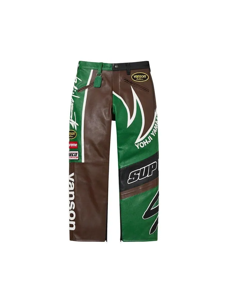 Брюки Supreme x Yohji Yamamoto x Vanson Leathers Split Pant Green — изображение 1 из 2, зеленый