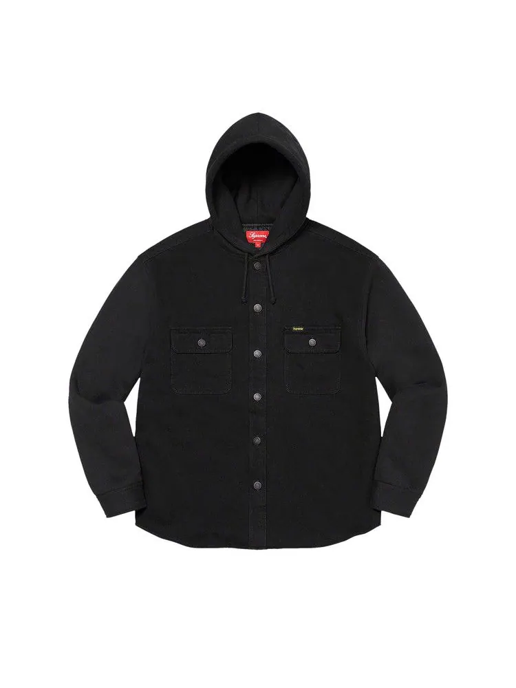 Рубашка Supreme Fleece Hooded Denim Shirt — изображение 1 из 3, черный