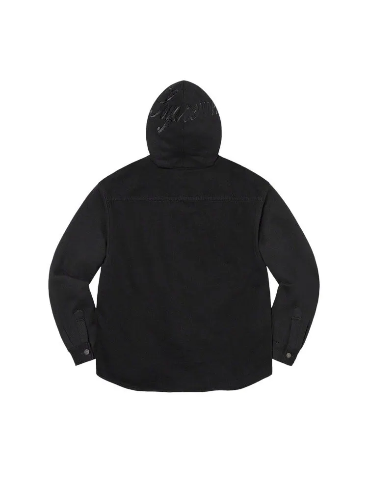 Рубашка Supreme Fleece Hooded Denim Shirt — изображение 2 из 3, черный