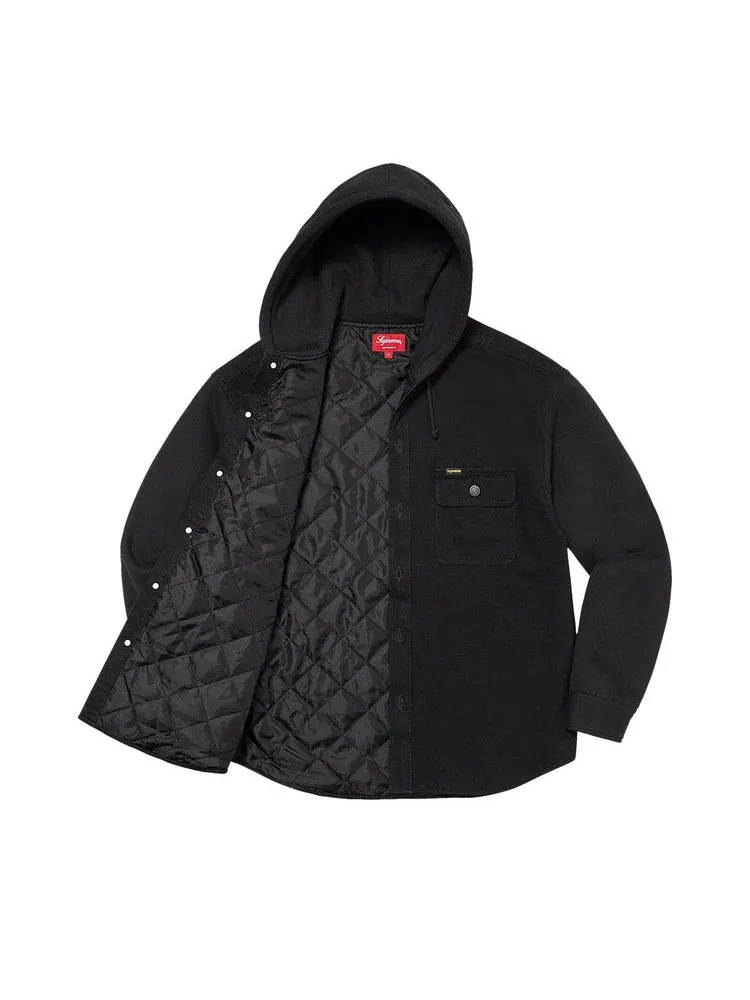 Рубашка Supreme Fleece Hooded Denim Shirt — изображение 3 из 3, черный