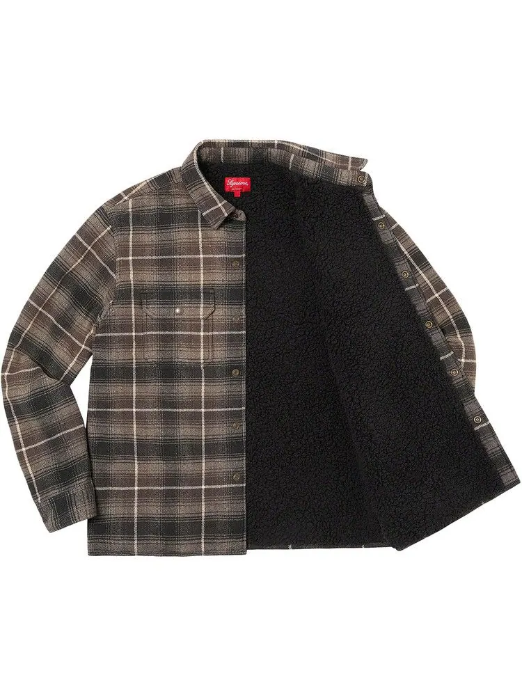 Рубашка Supreme Shearling Lined Flannel Shirt — изображение 3 из 3, черный