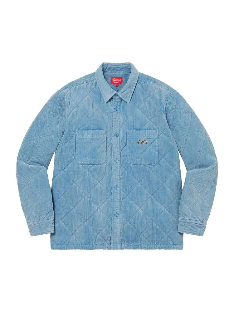 Рубашка Supreme Quilted Corduroy Shirt Slate Blue