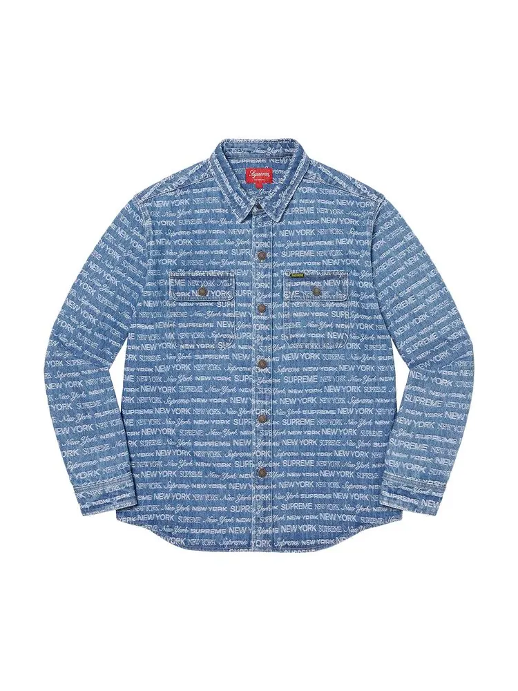 Рубашка Supreme Multi Type Jacquard Denim Shirt 'Blue'