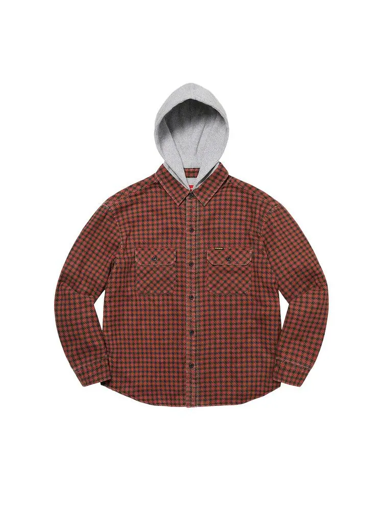 Рубашка Supreme Houndstooth Flannel Hooded Shirt