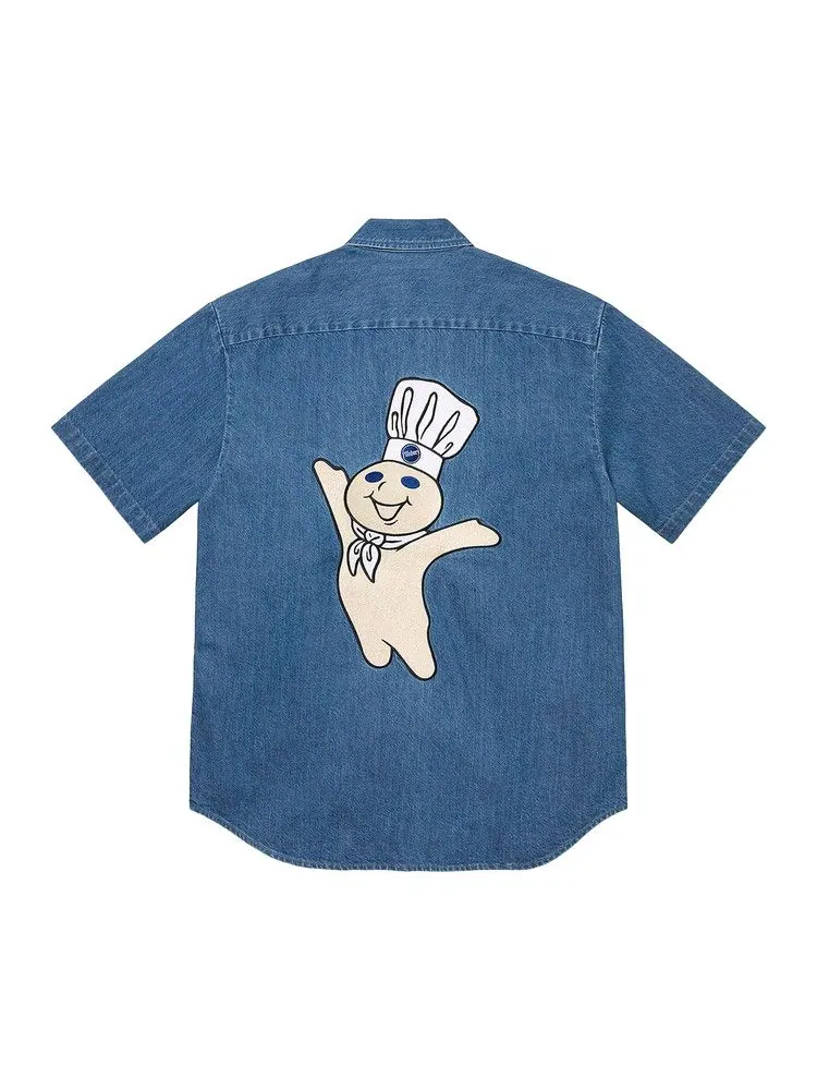 Рубашка Supreme Doughboy Short-Sleeve Work Shirt 'Denim' — изображение 2 из 3, синий