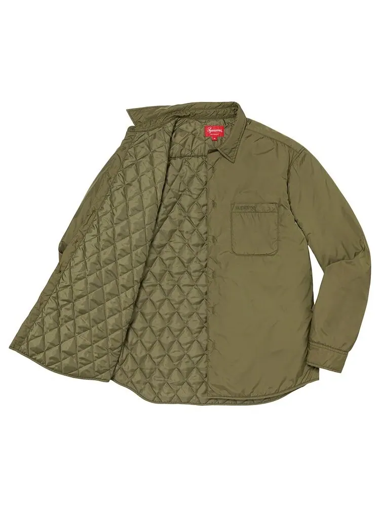 Рубашка Supreme Nylon Filled Shirt Olive — изображение 2 из 2, оливковый