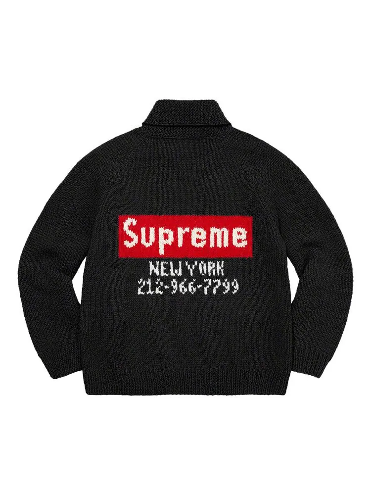 Свитер Supreme Box Logo Cowichan Sweater 'Black' — изображение 2 из 2, черный