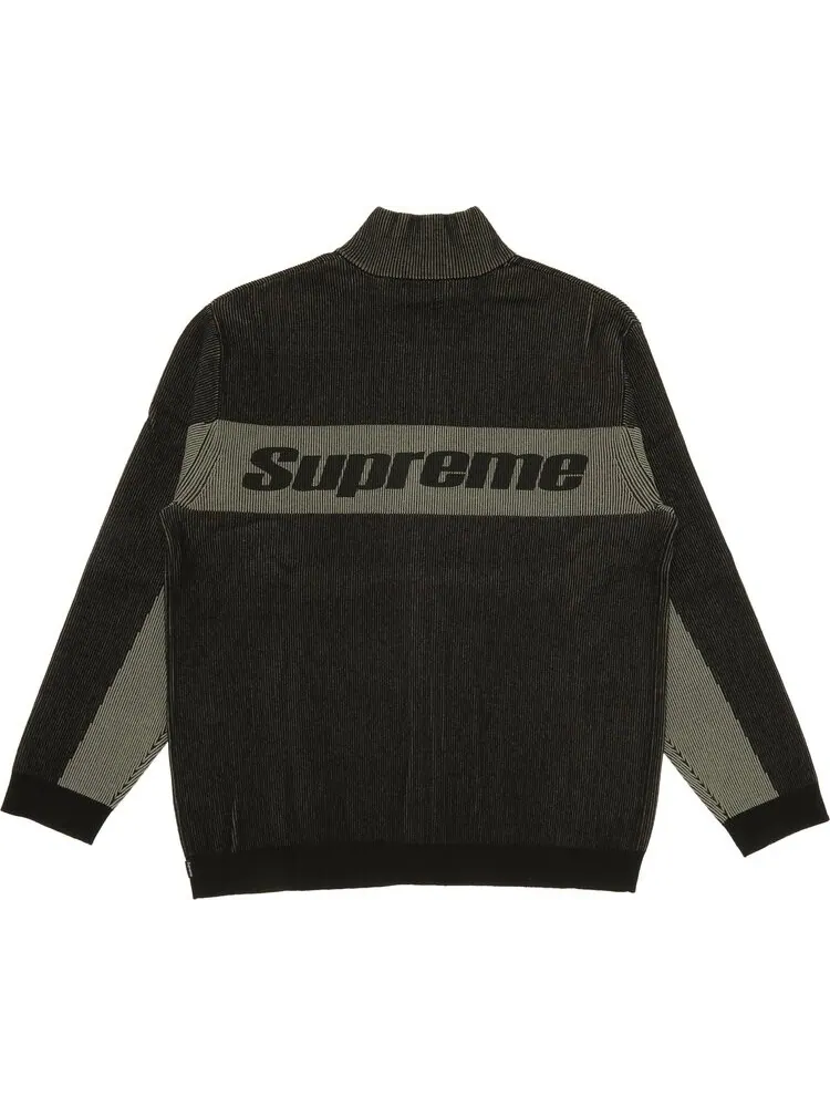 Свитер Supreme 2-Tone Ribbed Zip Up Sweater 'Black' — изображение 2 из 4, черный