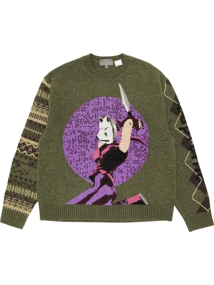 Свитер Supreme x Yohji Yamamoto x TEKKEN Sweater 'Olive' — изображение 1 из 3, зеленый