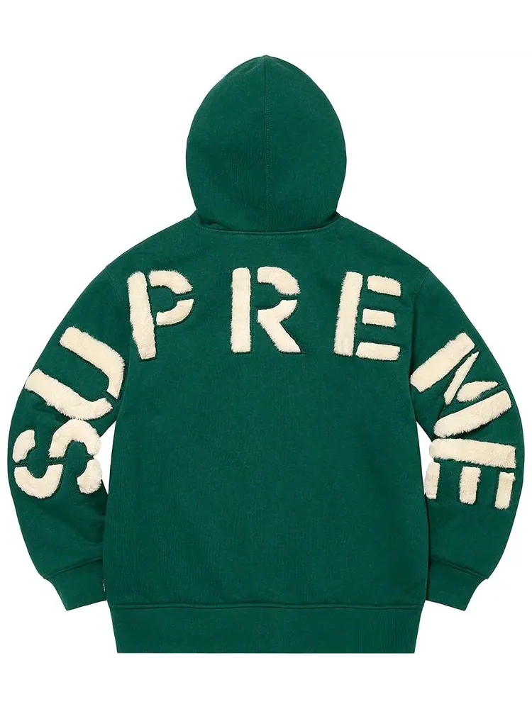 Толстовка Supreme Faux Fur Lined Zip Up Hooded Sweatshirt 'Dark Green' — изображение 2 из 2, темный зеленый