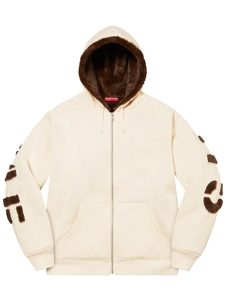 Толстовка Supreme Faux Fur Lined Zip Up Hooded Sweatshirt 'Natural' — изображение 1 из 3, прозрачный