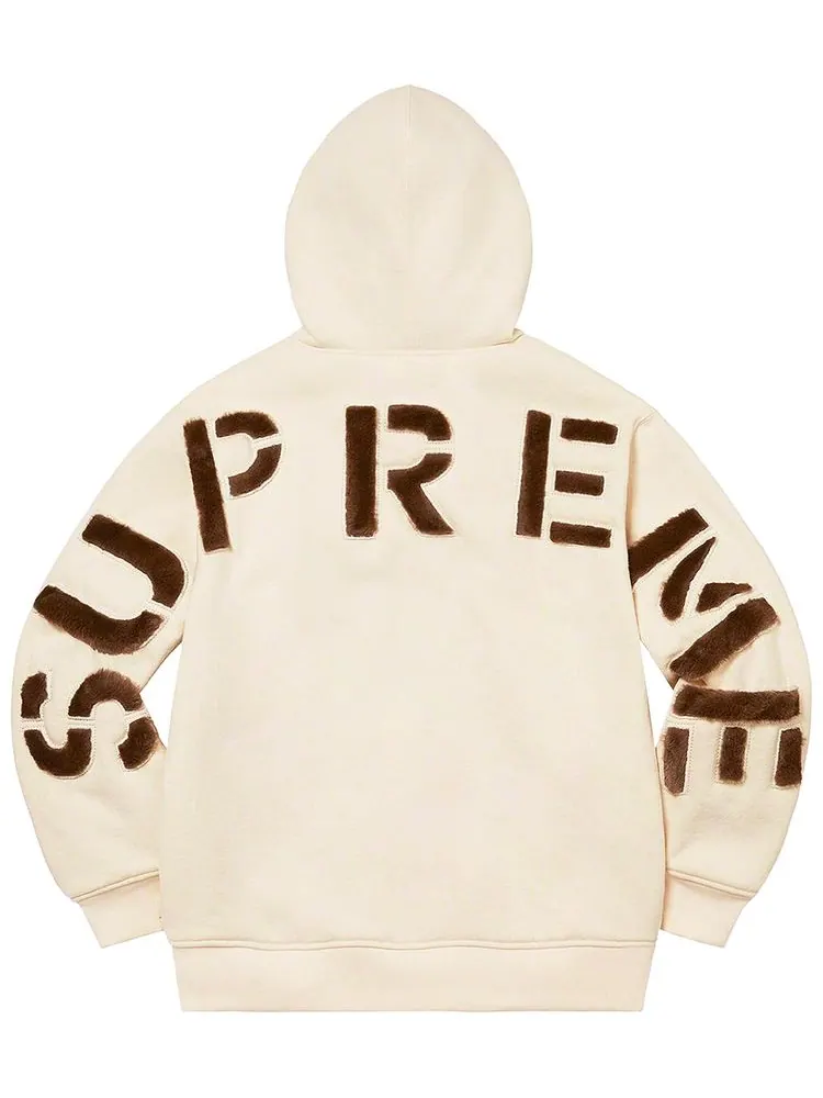 Толстовка Supreme Faux Fur Lined Zip Up Hooded Sweatshirt 'Natural' — изображение 2 из 3, прозрачный