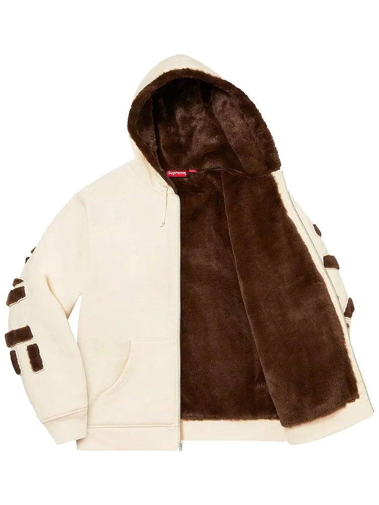 Толстовка Supreme Faux Fur Lined Zip Up Hooded Sweatshirt 'Natural' — изображение 3 из 3, прозрачный