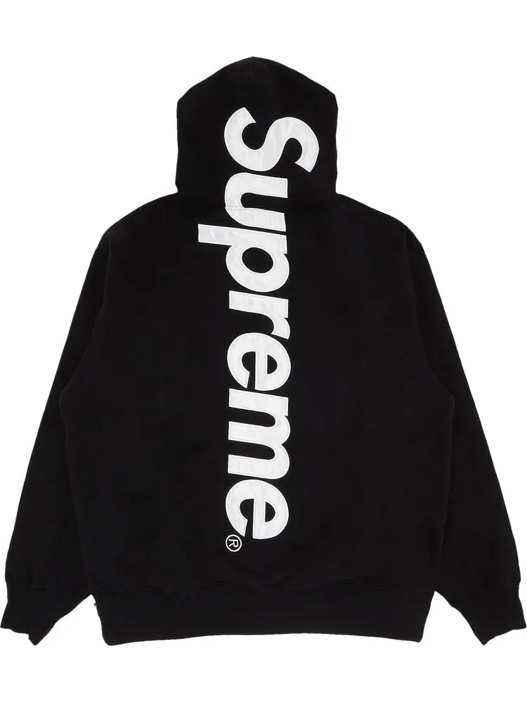 Толстовка Supreme Satin Appliqu Hooded Sweatshirt 'Black' — изображение 2 из 3, черный