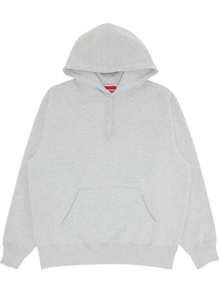 Толстовка Supreme Satin Appliqu Hooded Sweatshirt 'Heather Grey' — изображение 1 из 3, серый