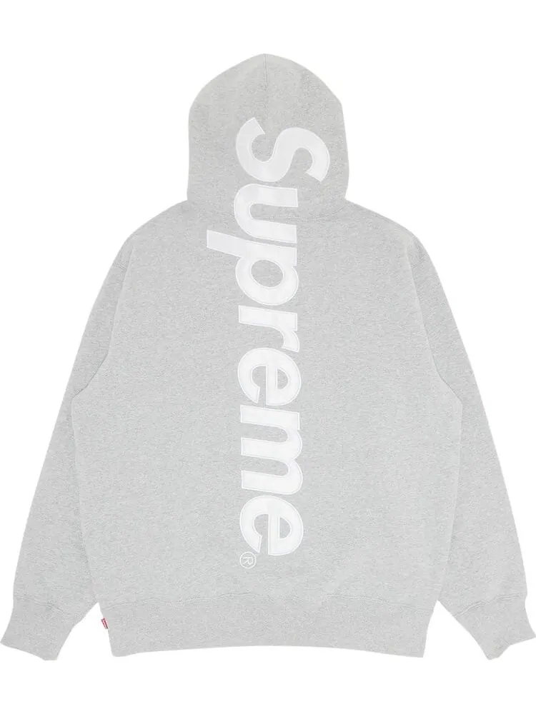 Толстовка Supreme Satin Appliqu Hooded Sweatshirt 'Heather Grey' — изображение 2 из 3, серый