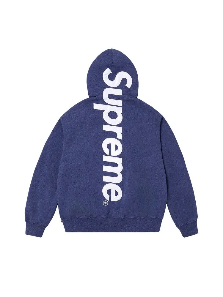 Толстовка Supreme Satin Appliqué Hooded Sweatshirt — изображение 2 из 2, темно-синий