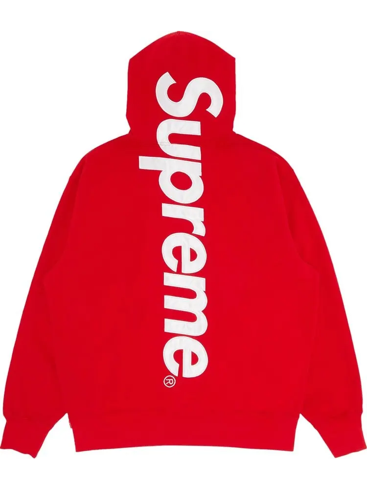 Толстовка Supreme Satin Appliqu Hooded Sweatshirt 'Red' — изображение 2 из 3, красный