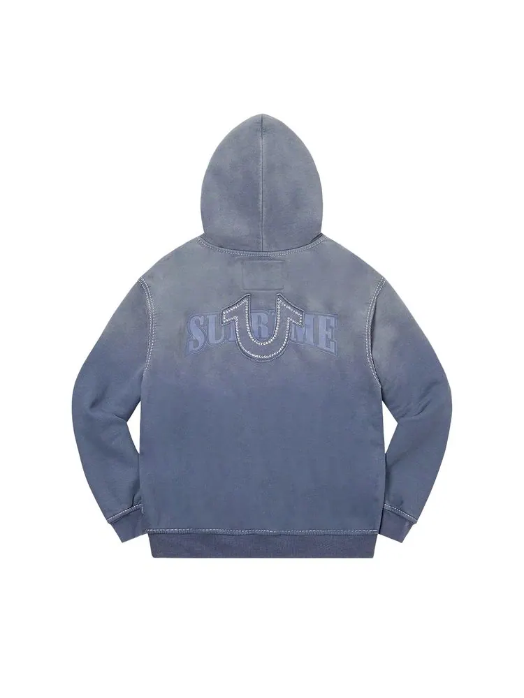 Толстовка Supreme x True Religion Zip Up Hooded Sweatshirt 'Indigo' — изображение 2 из 2, синий