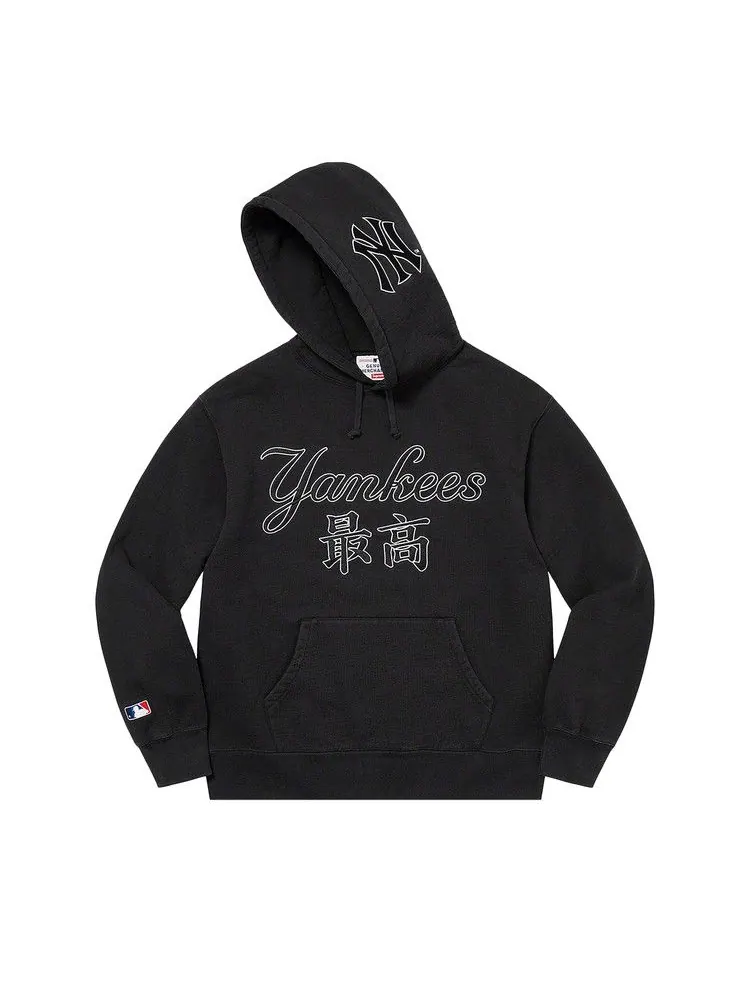 Толстовка Supreme x New York Yankees Kanji Hooded Sweatshirt — изображение 1 из 2, черный