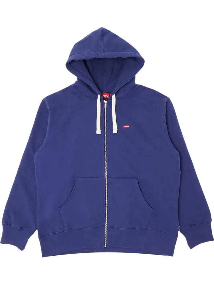 Толстовка Supreme Small Box Drawcord Zip Up Hooded Sweatshirt 'Washed Navy' — изображение 1 из 3, синий