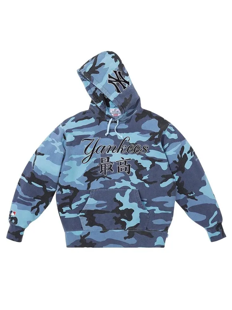 Толстовка Supreme x New York Yankees Kanji Hooded Sweatshirt Blue Camo — изображение 1 из 2, синий