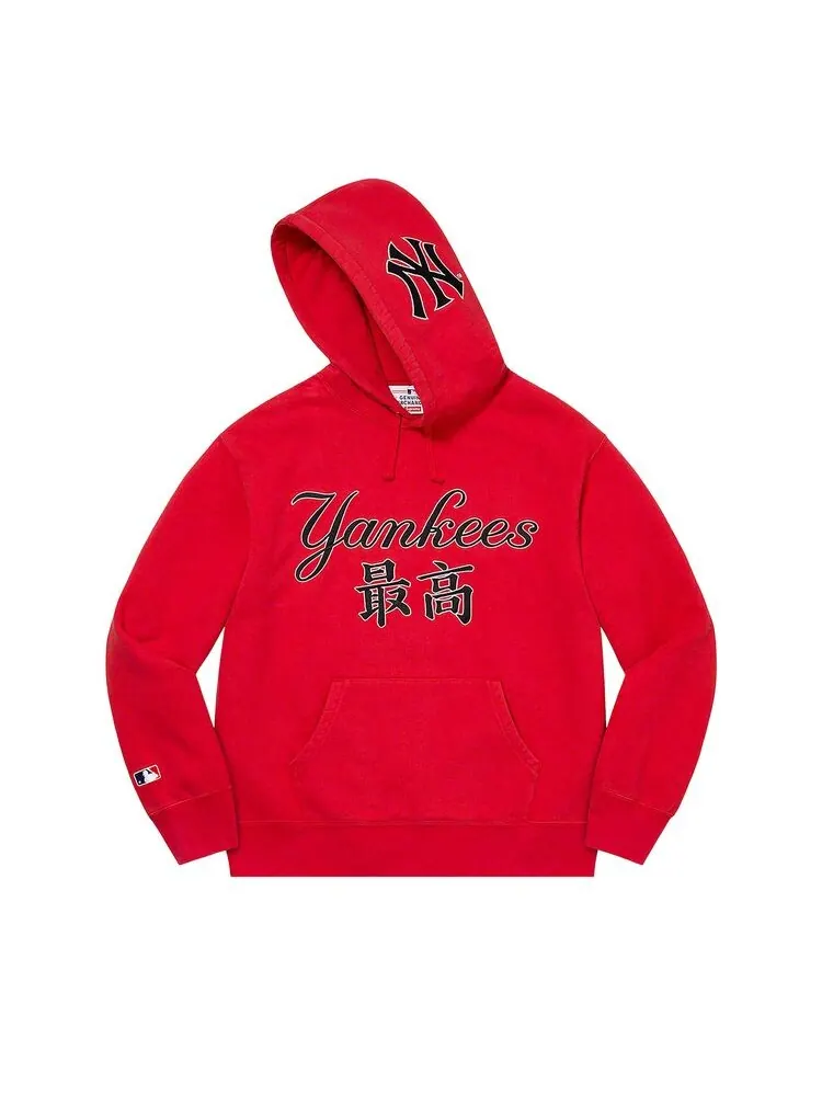 Толстовка Supreme x New York Yankees Kanji Hooded Sweatshirt Red — изображение 1 из 2, красный