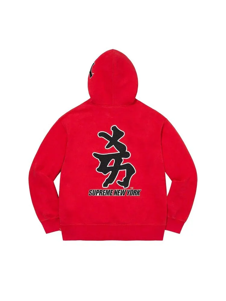 Толстовка Supreme x New York Yankees Kanji Hooded Sweatshirt Red — изображение 2 из 2, красный