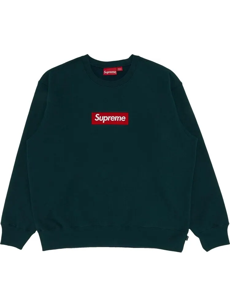 Толстовка Supreme Box Logo Crewneck 'Dark Pine' — изображение 1 из 3, зеленый
