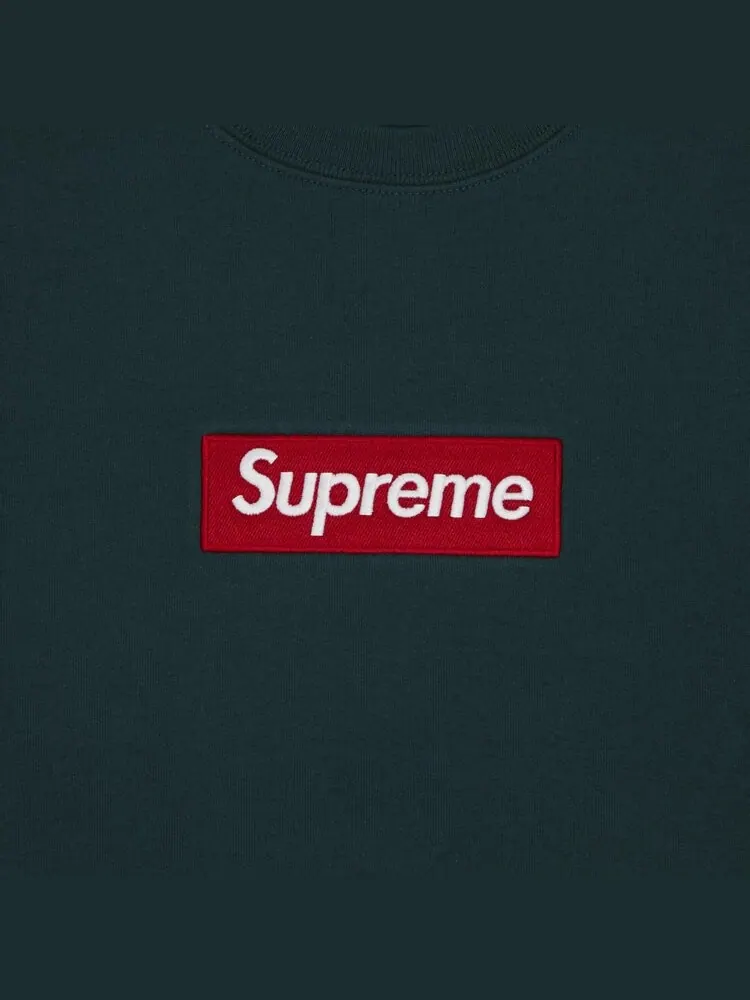 Толстовка Supreme Box Logo Crewneck 'Dark Pine' — изображение 3 из 3, зеленый