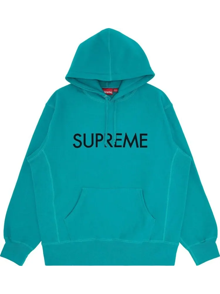 Толстовка Supreme Capital Hooded Sweatshirt 'Dark Aqua' — изображение 1 из 3, синий