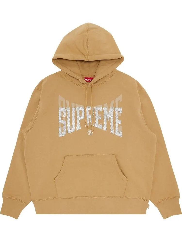 Толстовка Supreme Rhinestone Shadow Hooded Sweatshirt 'Dark Tan' — изображение 1 из 3, загар