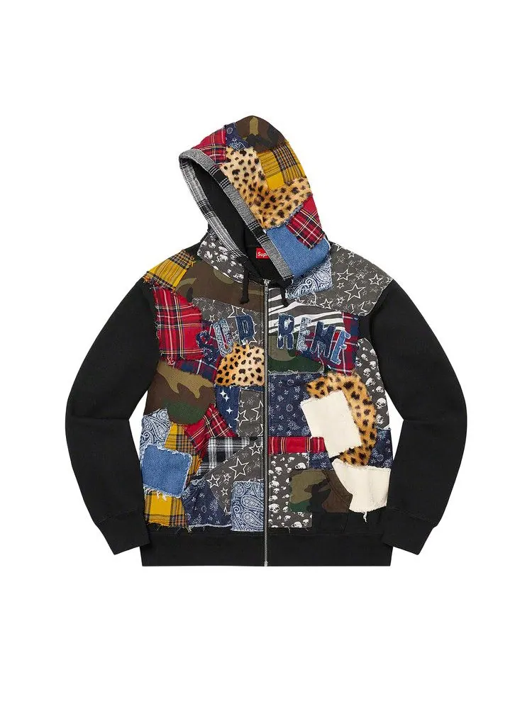 Толстовка Supreme Patchwork Zip Up Hooded Sweatshirt — изображение 1 из 2, черный