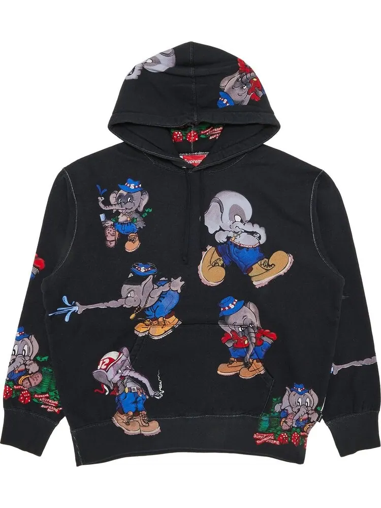 Толстовка Supreme Elephant Hooded Sweatshirt 'Black' — изображение 1 из 3, черный