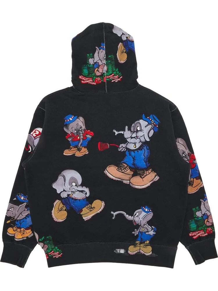 Толстовка Supreme Elephant Hooded Sweatshirt 'Black' — изображение 2 из 3, черный