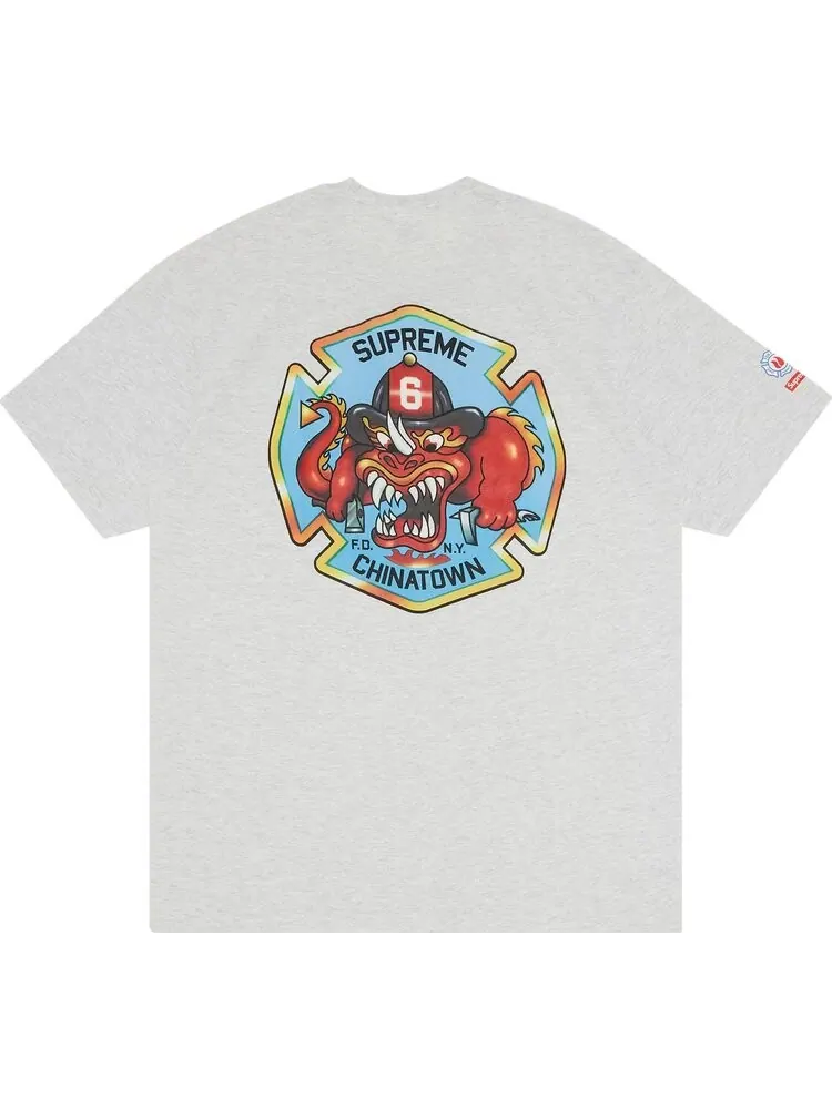 Футболка Supreme FDNY Engine 9 Tee 'Ash Grey' — изображение 2 из 3, серый