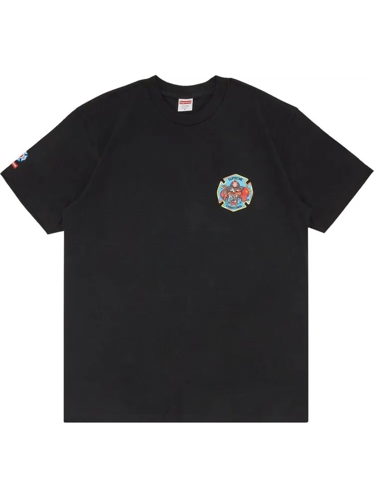 Футболка Supreme FDNY Engine 9 Tee 'Black' — изображение 1 из 3, черный