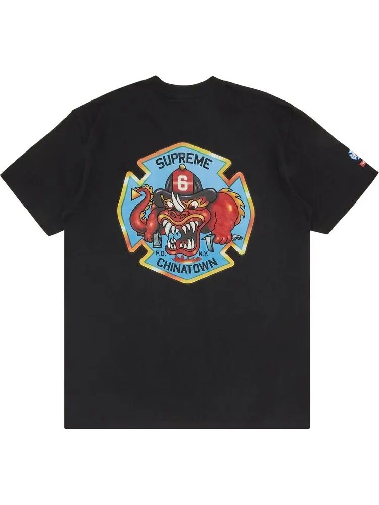 Футболка Supreme FDNY Engine 9 Tee 'Black' — изображение 2 из 3, черный