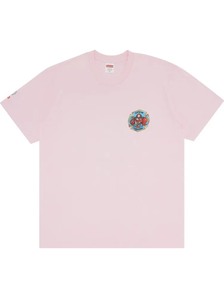 Футболка Supreme FDNY Engine 9 Tee 'Light Pink' — изображение 1 из 3, розовый