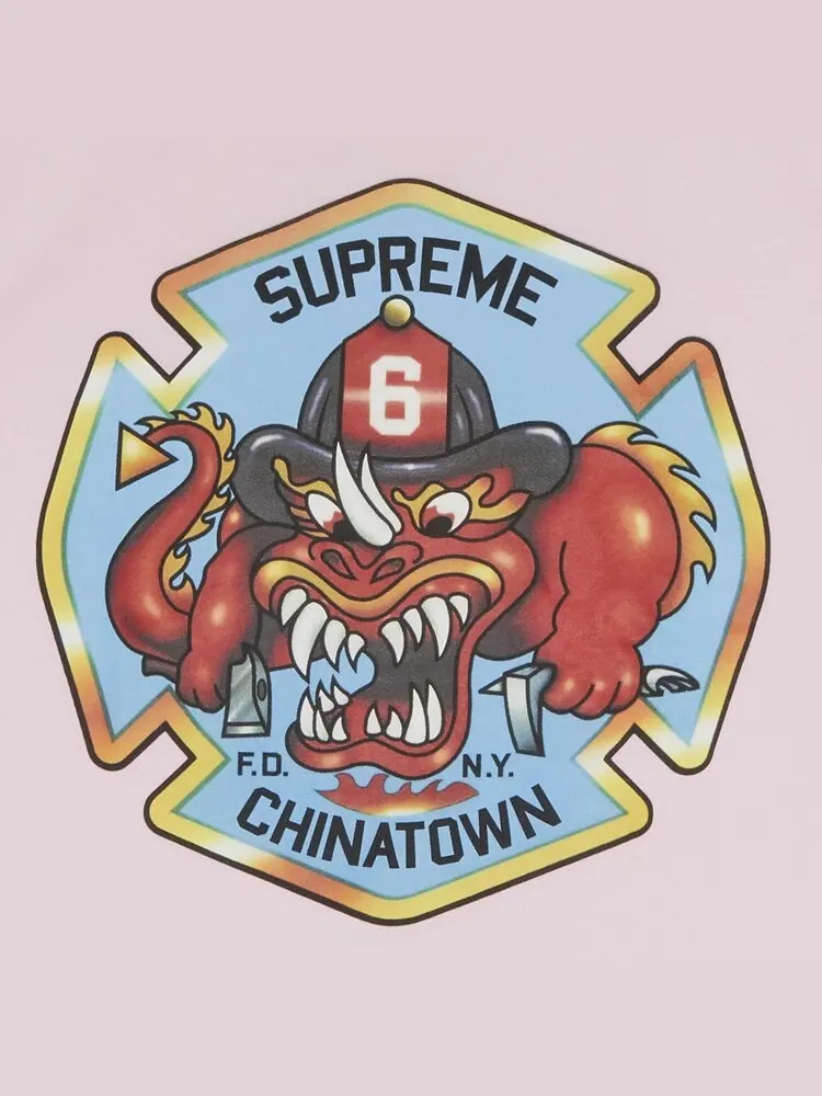 Футболка Supreme FDNY Engine 9 Tee 'Light Pink' — изображение 3 из 3, розовый