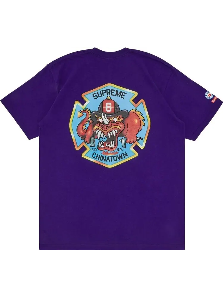 Футболка Supreme FDNY Engine 9 Tee 'Purple' — изображение 2 из 3, фиолетовый