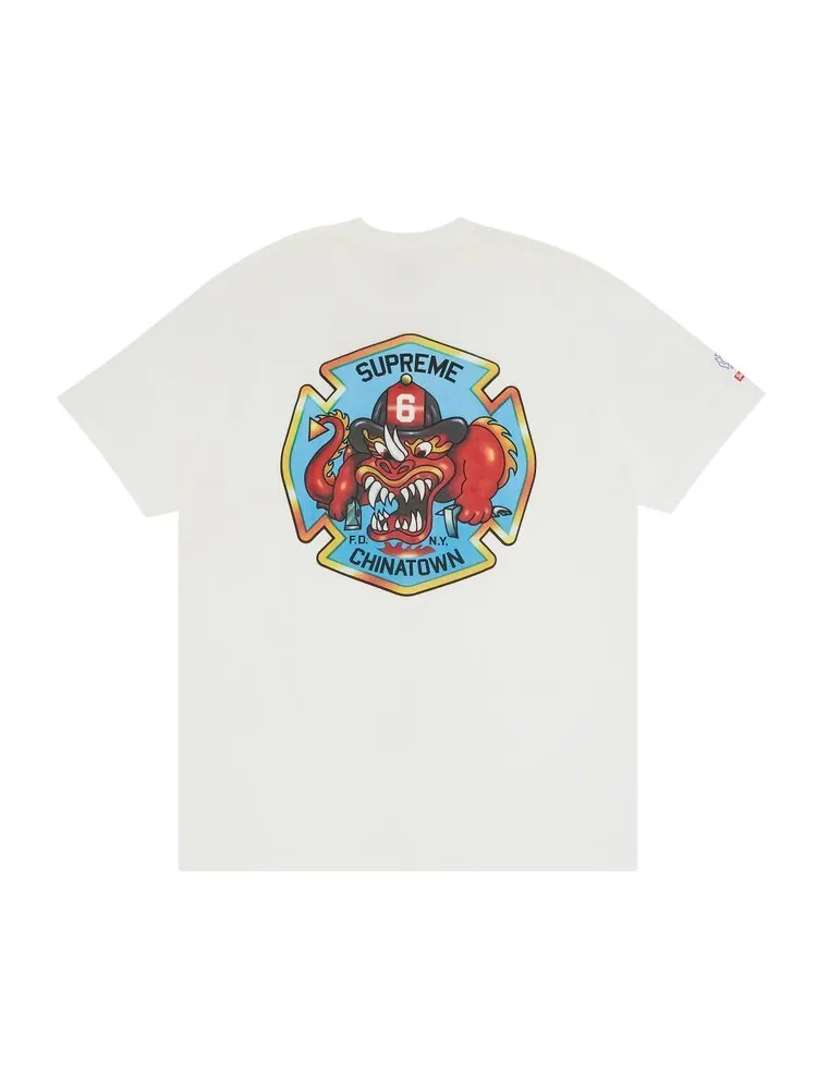 Футболка Supreme FDNY Engine 9 Tee 'White' — изображение 2 из 3, белый