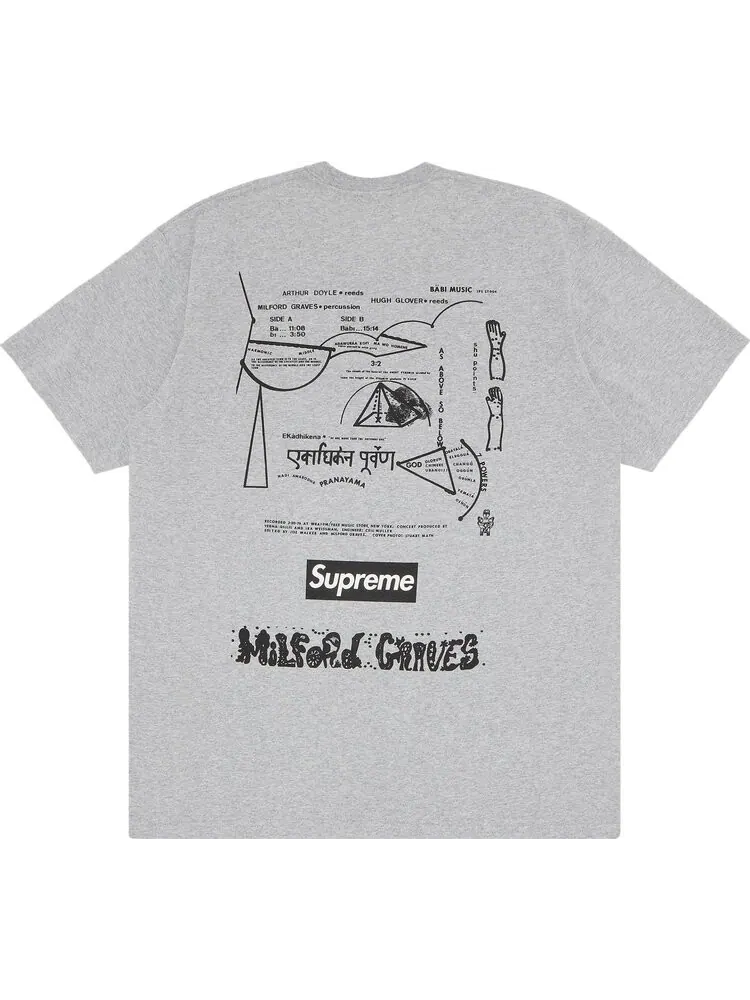 Футболка Supreme Milford Graves Tee 'Heather Grey' — изображение 2 из 3, серый