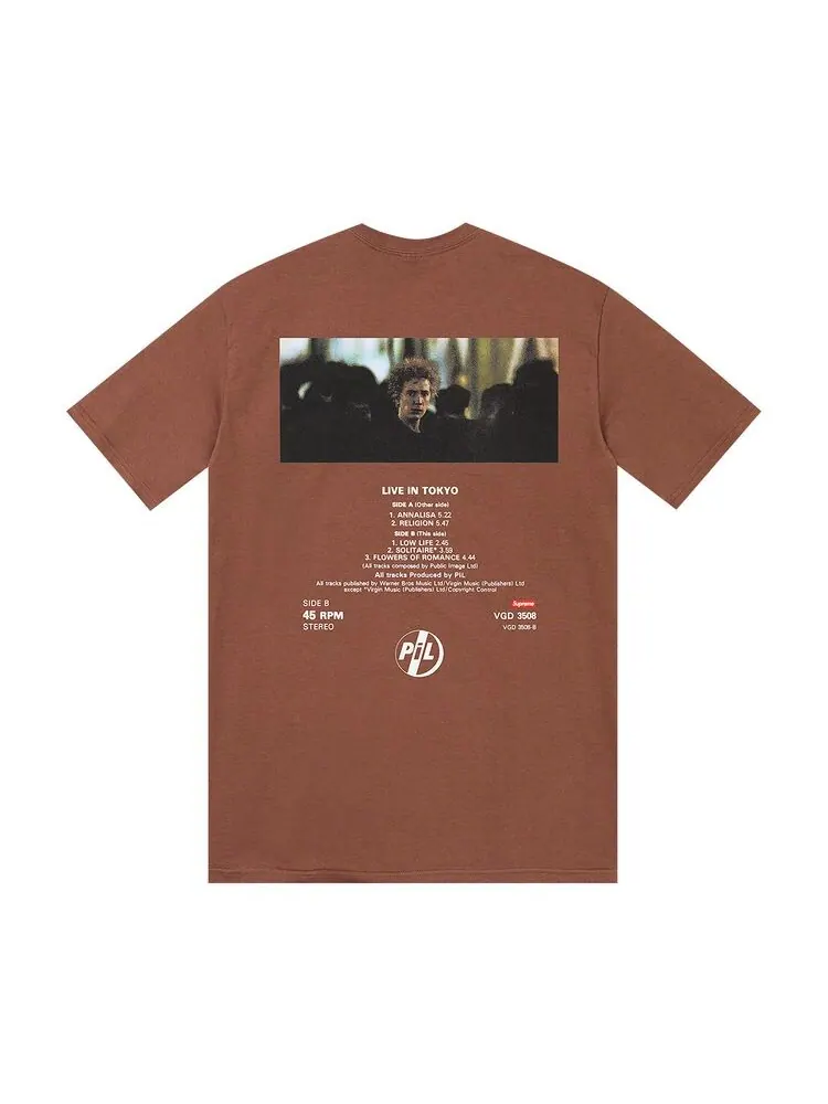 Футболка Supreme x PiL Live In Tokyo Tee Brown — изображение 2 из 2, коричневый
