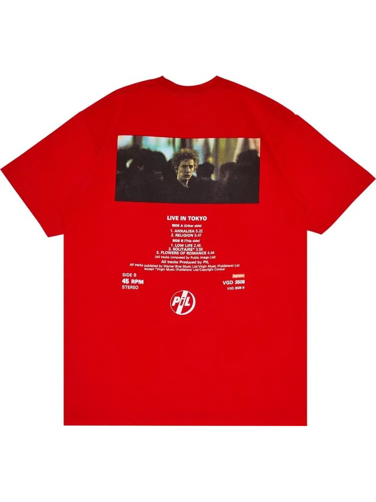 Футболка Supreme x PiL Live In Tokyo Tee 'Red' — изображение 2 из 3, красный