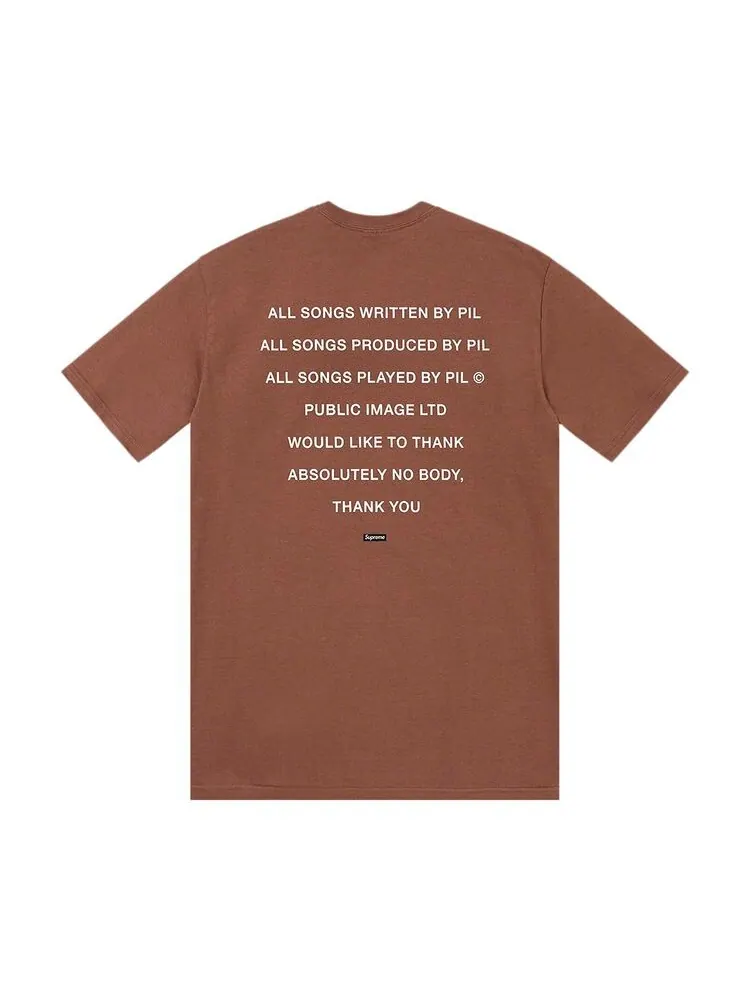 Футболка Supreme x PiL Tee Brown — изображение 2 из 2, коричневый