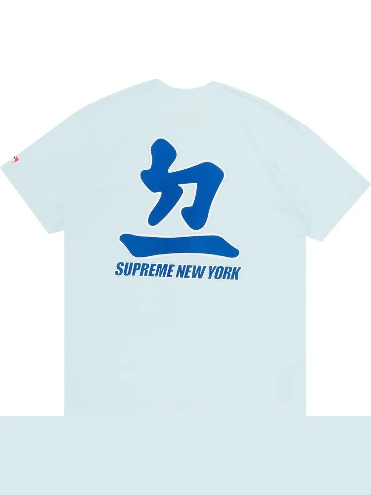 Футболка Supreme x MLB Kanji Teams Tee - Dodgers 'Pale Blue' — изображение 2 из 3, синий