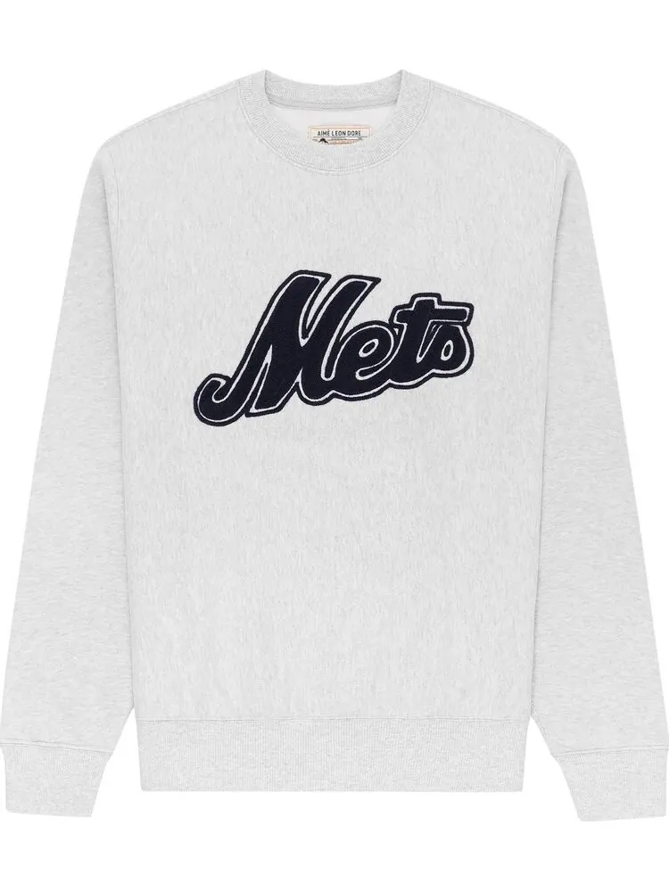 Толстовка Aimé Leon Dore x New York Mets Chainstitch Crewneck 'Silver Mix' — изображение 1 из 1, серебряный